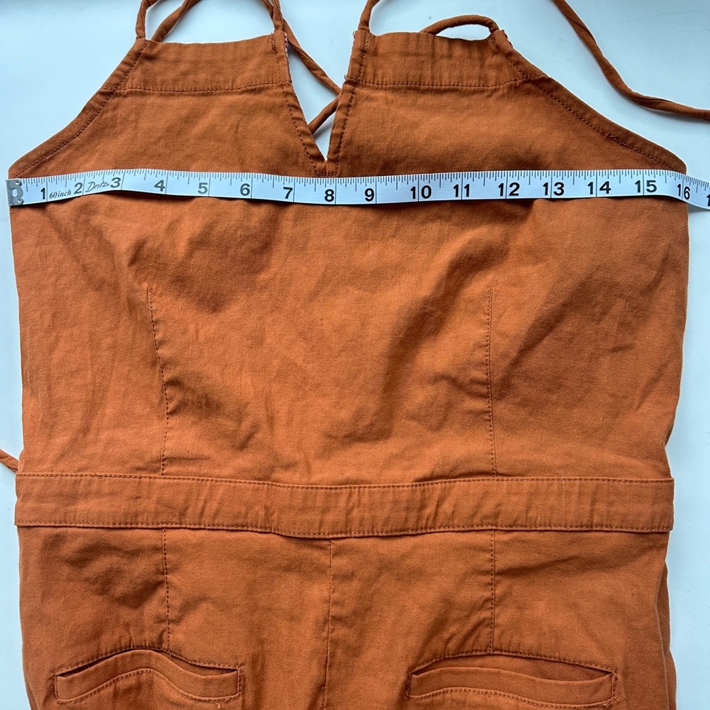 Anthro Maeve Colette Rust Strappy Back Jumpsuit 14 - Picture 13 of 13